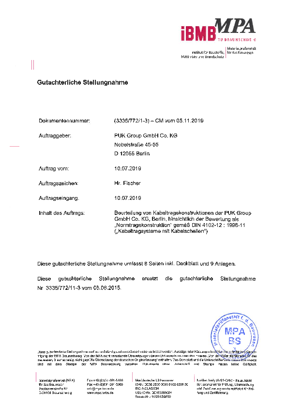 3.1.1  MPA-iBMB  GS 3335-772-1-3 PUK certificate Kabelschellen